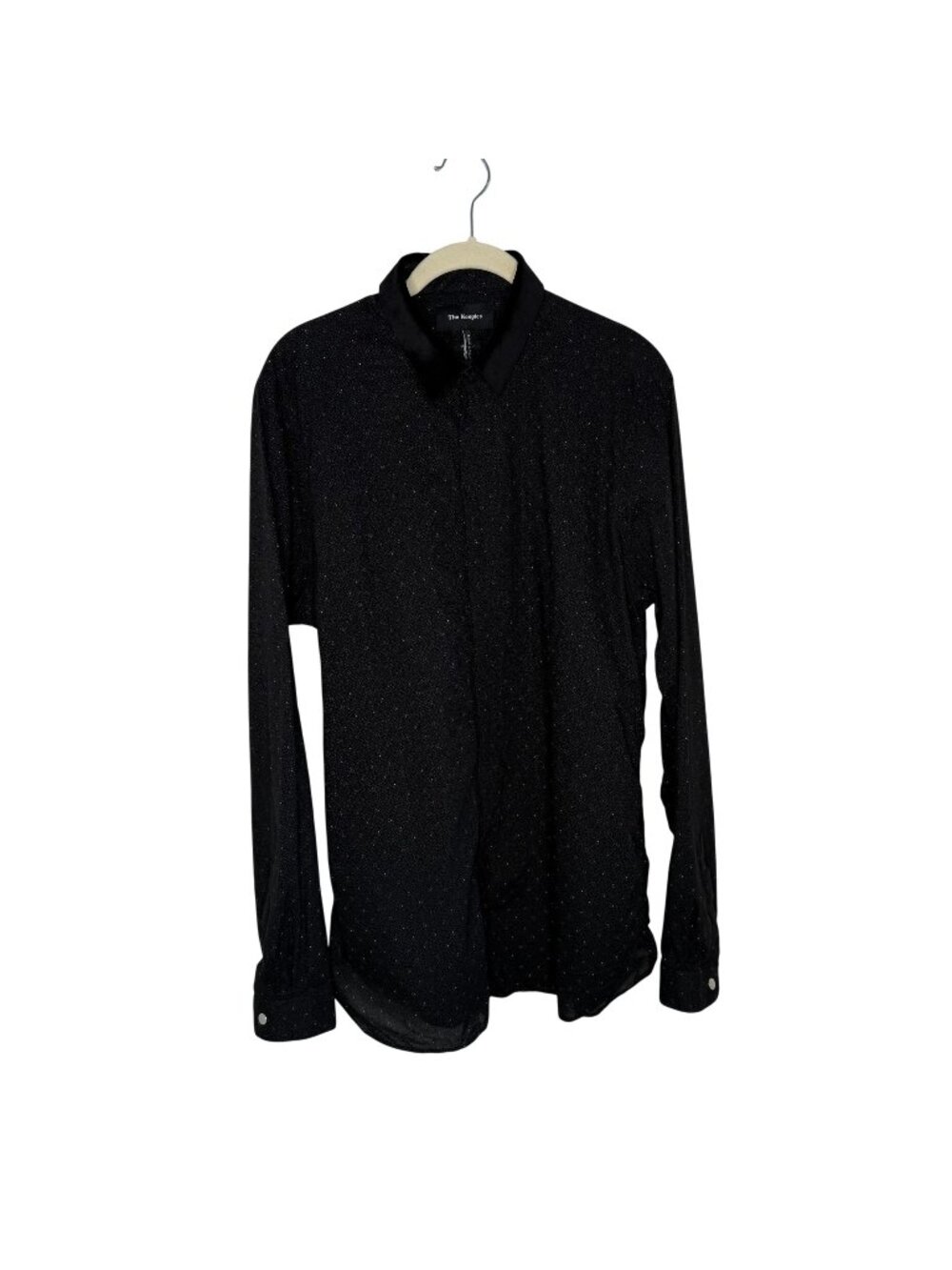 The Kooples Black Fitted Button-Up Removable Collar Shirt, L